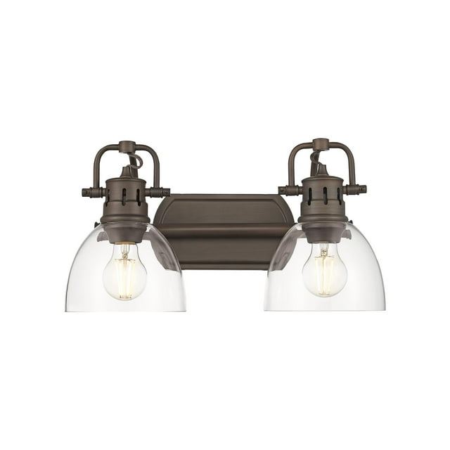 Duncan Coiffeuse de Bain 2 Lumières en Bronze Frotté avec Verre Clair