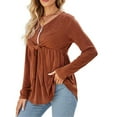 thumbnail image 2 of Yesfashion Women's V Neck Blouse Half Zip Up Casual Tunic Shirts Babydoll Chest Tie Knot Shirts, 2 of 5