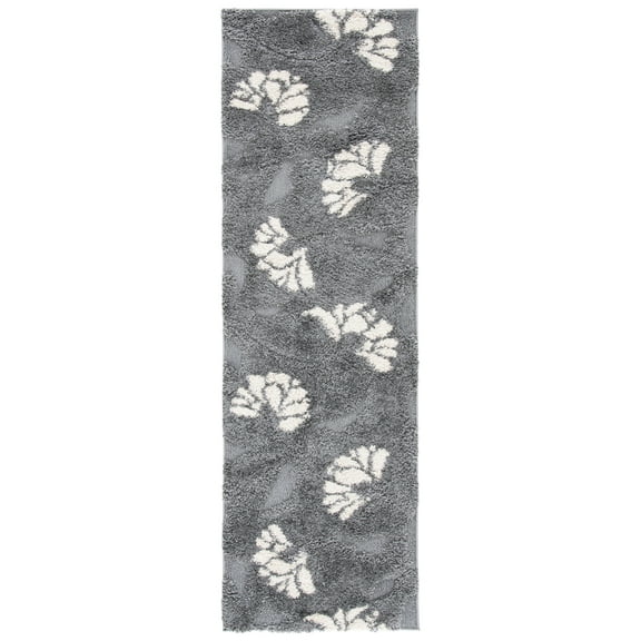SAFAVIEH Florida Teodor Floral Shag Area Rug, Grey/Beige, 6' x 9'