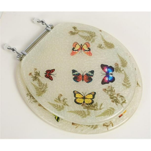 Plumbing Technologies 7F1R1BFCH Acrylic Toilet Seat, Butterflies