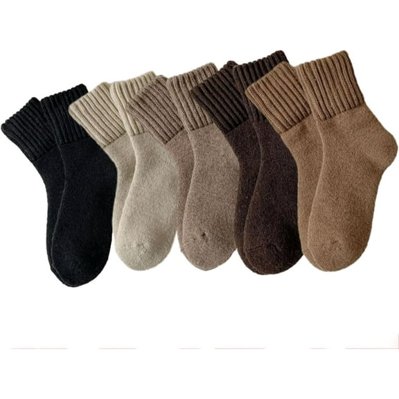 5 Pairs Women's Solid Mid-Calf Socks, Cozy Slouchy Knit Crew Socks for Boots & Leggings