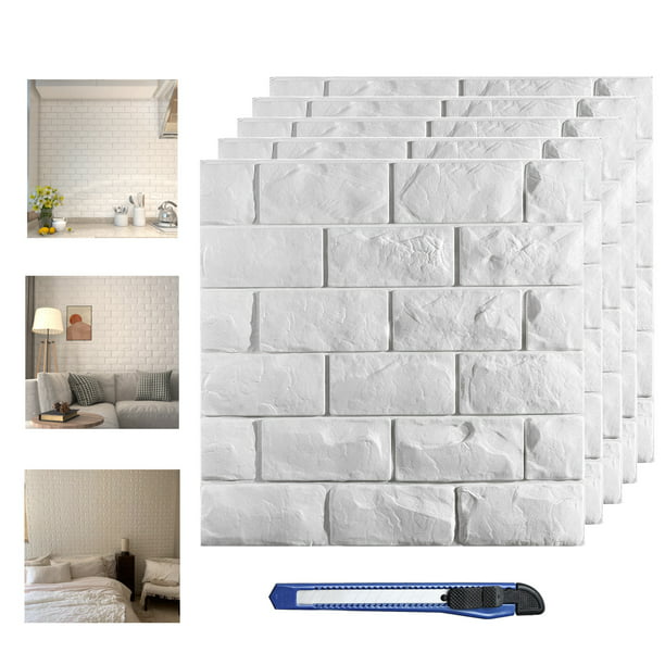 20 Pcs 3D Wall Panels Stick and Peel, White Brick Printable 3D Wallpaper  Stick and Peel Self Adhesive Waterproof Foam Faux Brick Paneling for  Bedroom, Bathroom, Kitchen, Fireplace ( sq ft ) 