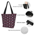 thumbnail image 3 of Tote Bag for Women, Simple pink polka dots black Large Capacity Handbags Womens Laptop Work Beach Tote Bags, Reusable Grocery Shoulder Bags Gifts for Women Work Gym Shopping Travel, 3 of 6