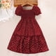 thumbnail image 2 of Odeerbi Niñas Impresión Lunares Vestido Retro Vintage Verano Algodón Princesa Vestido Dulce Manga Corta Tiered, 2 of 8