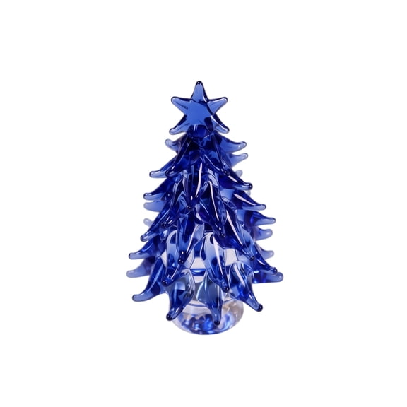 Handmade Glass Christmas Tree Figurine Tabletop Ornament Brushed Craft Decorative Desktop Sculpture Holiday Display Piece