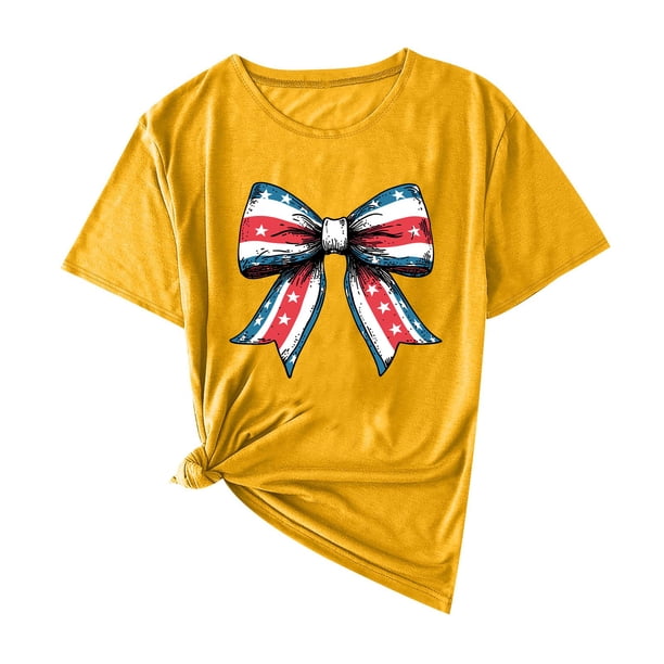 Camisas de Manga Corta para las Mujeres Moda Casual Impresión Cuello Redondo Suéter Tee Blusas