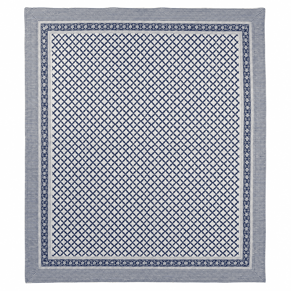 Mansoori Sankhla Cotton Works Indigo Hand Block Print Cotton Quilt, Reversible Indian Bedding