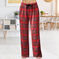 thumbnail image 2 of Noarlalf Pajama Pants Women Womens Pajama Pants Plaid Lace up Cotton Sleepwear with Pockets Red XL, 2 of 5