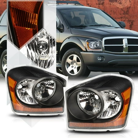 Black Housing Headlight Lamp Amber Turn Signal Reflector For 04 06 Black Housing Headlight Lamp Amber Turn Signal Reflector For 04 06 Dodge Durango 05