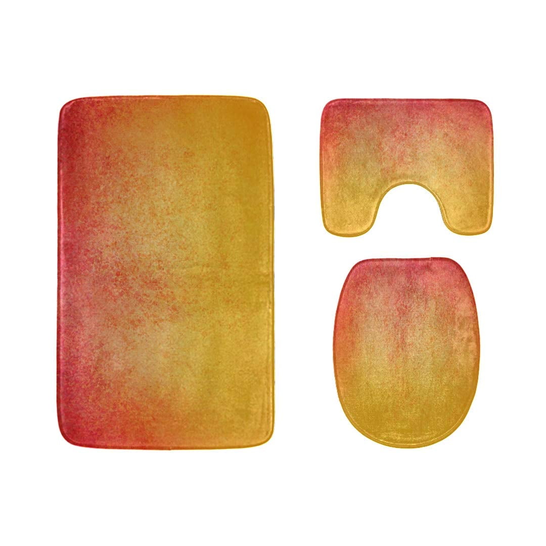 GOHAO Delicious Yellow Peach 3 Piece Bathroom Rugs Set Bath Rug Contour Mat and Toilet Lid Cover