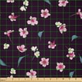 thumbnail image 2 of Ambesonne Cherry Blossom Fabric by the Yard Microfiber, Yozakura Pattern, 3 Yards, Dark Purple Teal, 2 of 2