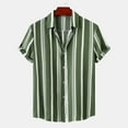thumbnail image 2 of ZCFZJW Striped Button Down Shirts for Men Regular Fit Casual Summer Short Sleeve Hawaiian Shirts Trendy Beach Party Collared T-Shirt Top Army Green XXL, 2 of 9