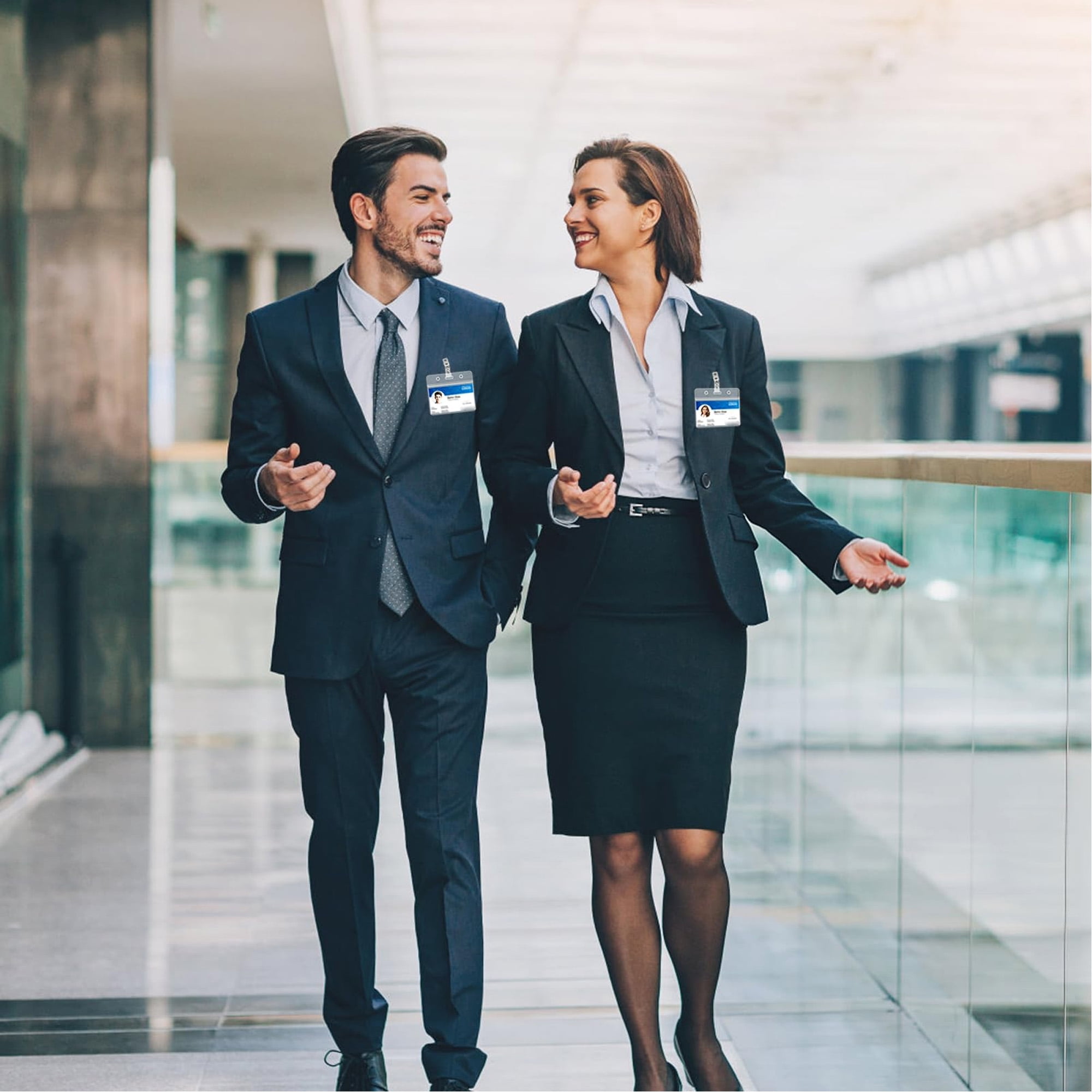 Metal Badge Clips with Clear PVC Straps, ID Card Holder Adapter for Security Access, Office Use, Silver