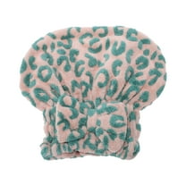 Unique Bargains 1 Pc Women Waterproof Single Layer Hair Towel for Travel Leopard Green