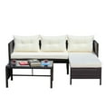 thumbnail image 5 of Patio Dining Sets, 3 Piece Patio Furniture Sets with PE Rattan Loveseat Sofa, Glass Coffee Table, All-Weather Patio Sectional Sofa Set with Lounge for Backyard, Porch, Garden, Pool, LLL238, 5 of 11