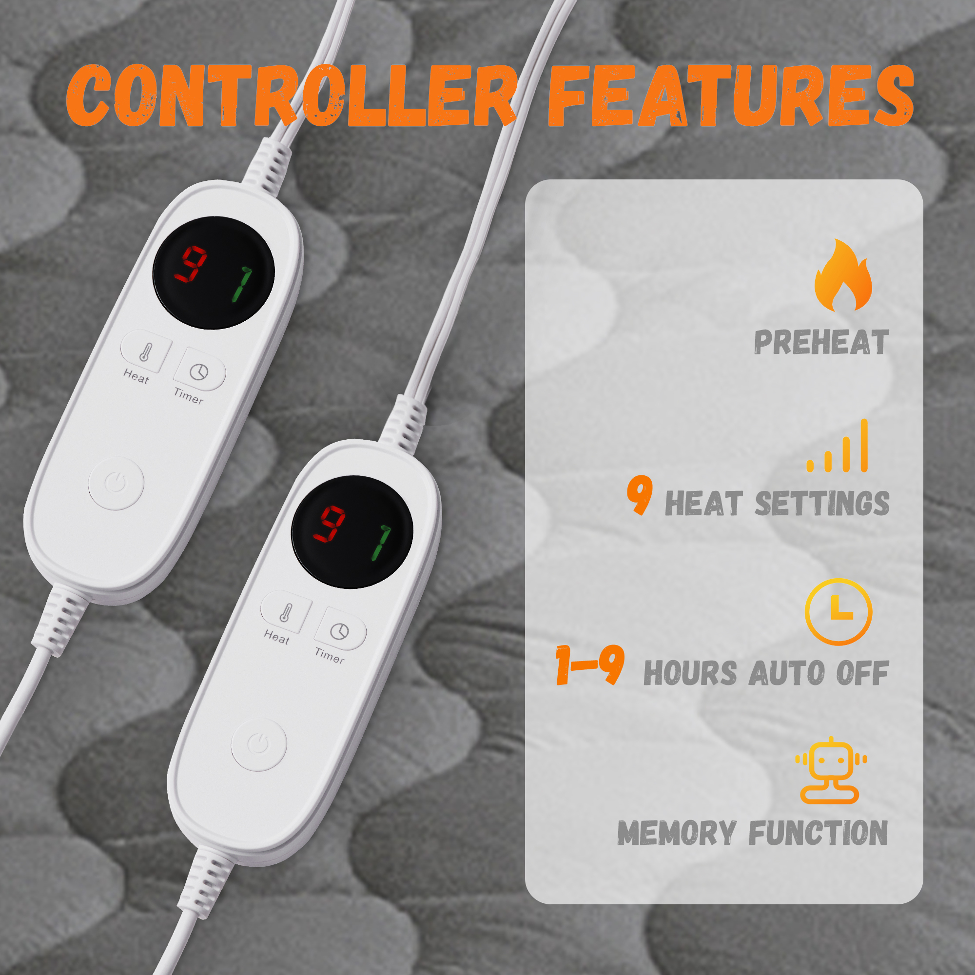 SERWALL Electric Heated Mattress Pad 8 Temperature Control Zone Auto Shut  off, Queen - Walmart.com