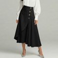 thumbnail image 5 of Maxi Flowy Skirts for Women Summer Elastic High Waisted Dressy Casual Ruffle Asymmetrical Hem Long Linen Wrap Skirt, 5 of 7