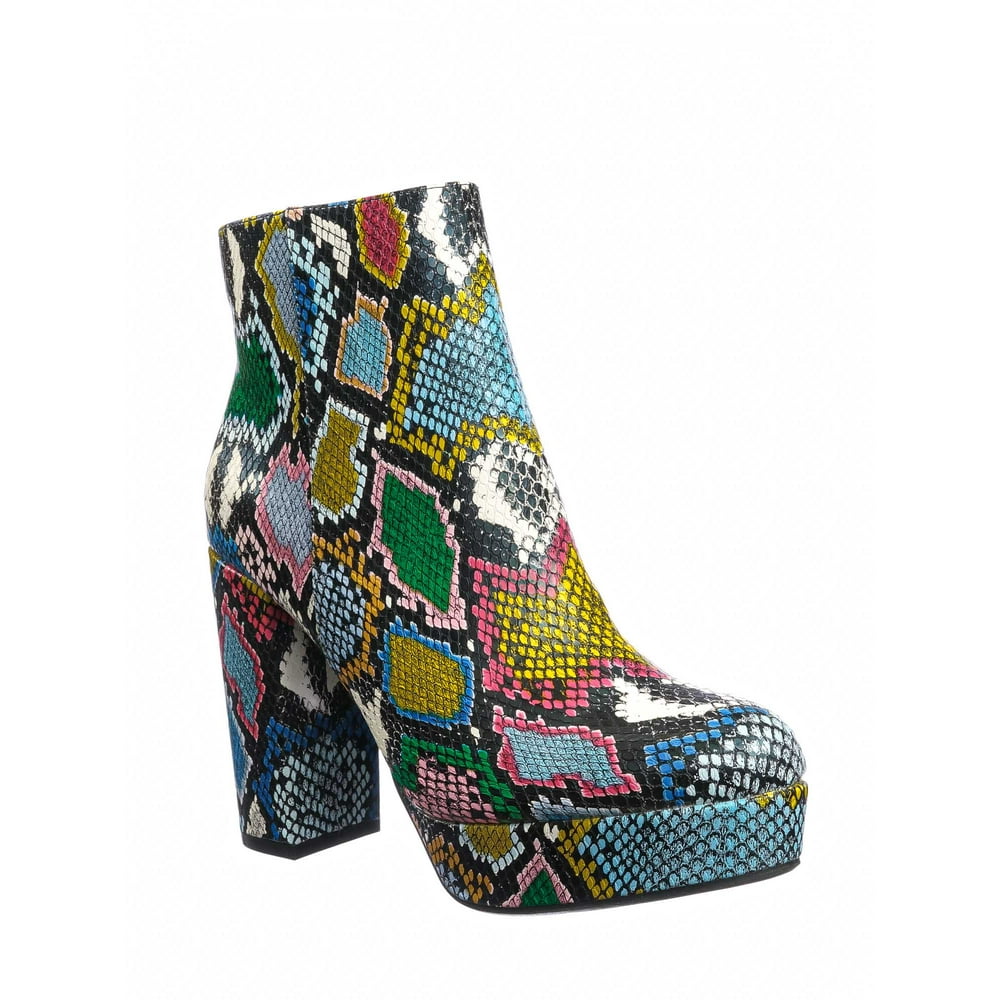 rainbow snakeskin booties