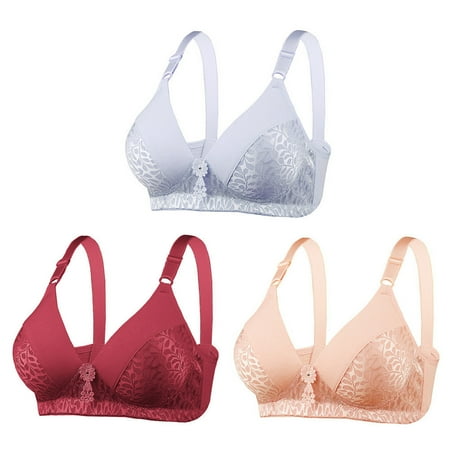 lulshou 3pcs Women s Bras Lace Lingerie Bras Plus Size Non-Steel Ring Underwear Bralette Bras Comfortable Bra Everyday Bras