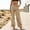 Khaki, variant on FRSASU Women's Cargo Pants Wide Leg Baggy High Waisted Stretch Drawstring Ankle Cuffs 6 Pockets Straight Casual Pants Navy