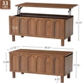 thumbnail image 2 of Lift Top Coffee Table with Arched Finish, Modern Coffee Table with Lifting Tabletop & Hidden Storage, Wood Center Table for Living Room,Convenient for Dining, Gaming or Working (Walnut), 2 of 9