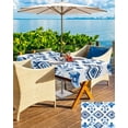 thumbnail image 5 of Boanket Outdoor Tablecloth with Umbrella Hole for Patio/Picnic/Party/Camping, Boho Blue Waterproof Table Cloth Rectangle Table Cover Washable, Traditional Aztec Ethnic Geometric Morocco (54"x 80"), 5 of 7