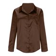 thumbnail image 4 of Ahdbta Womens Tops Long Sleeve Satin Silk Collared Button Down Shirts Fall Casual Business Office Work Dressy Blouses, 4 of 6