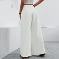thumbnail image 4 of Olyvenn Fashion Women's Wide Leg Palazzo Pants High Elastic Waist Casual Work Pants Flowy Dress Trousers with Pockets White S, 4 of 5