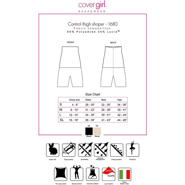 COVER GIRL Shapewear Extra-Firm Tummy Control Thigh Shaper for Women High  Waist Thigh Slimmer CG1680 Nude, XLarge