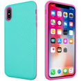 thumbnail image 3 of GSA Textured Embossed Hybrid Case For iPhone XS Max (6.5") Teal/Hot Pink, 3 of 3