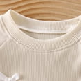thumbnail image 4 of FAIWAD Girls Long Sleeve Tops Crew Neck Ribbed Knit Casual Pullover Cute Lace Trim Bow Shirts, 4 of 8