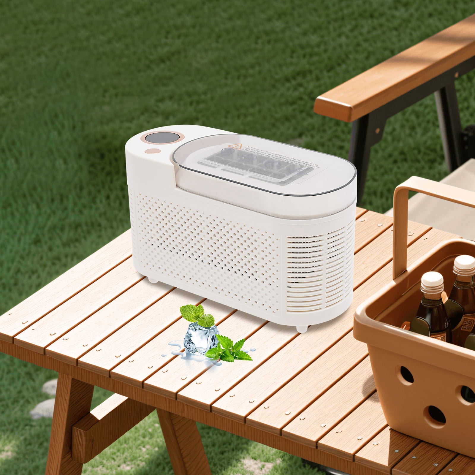 Modern Portable Compact Ice Maker For Car/Travel Mini Freezer 8 Cubes White 120W for Homes, Restaurants