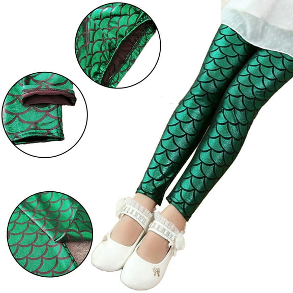 Godderr 2-11Y Kids Girls Fish Pants Leggings for Toddler Baby Stretchy Leggings Length Pants Autumn Winter Comfortable Pants