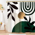 thumbnail image 3 of Emerald Green Abstract Shower Curtain Set 72Wx72H Inches Modern Mid Century Sun Leaves Plant Aesthetic Neutral Simple Geometric Polyester Waterproof Cloth Bathroom Curtain with 12 Hooks, 3 of 3