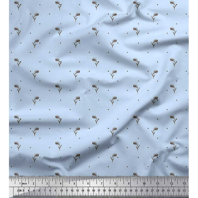 Soimoi Tissu Georgette Poly Bleu Imprimé Paddy & Dots au Mètre 42 Pouces de Large