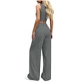 thumbnail image 7 of RYDCOT Women's 2-Piece Outfit Solid Color Sleeveless V Neck Button Tank Top with Pockets and Long Pants Gray, 7 of 7