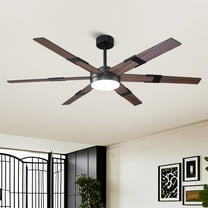 60" Industrial Matte Black Large Smart Ceiling Fan with Light and Remote for living Room and Bedroom