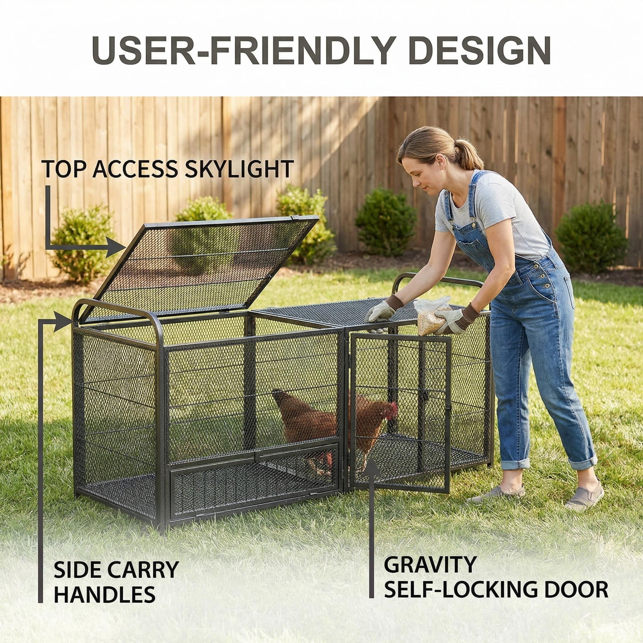 63" Chicken Cage Metal Poultry Breeding Coop,Thickened Chicken Coop Durable Chicken, Large Poultry Cage for Hen House,Chicken Coop Run Enclosure Pen For Duck Coop and Rabbit Run