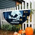 thumbnail image 2 of Lksixu Halloween Bunting Flag, Halloween Decorations 1.5x3 Feet Polyester Bat Castle Pattern Fan Shaped Flag with Grommets, Reusable Hanging Porch Half Fan Banner Decorative Flag for Outdoor Indoor, 2 of 6