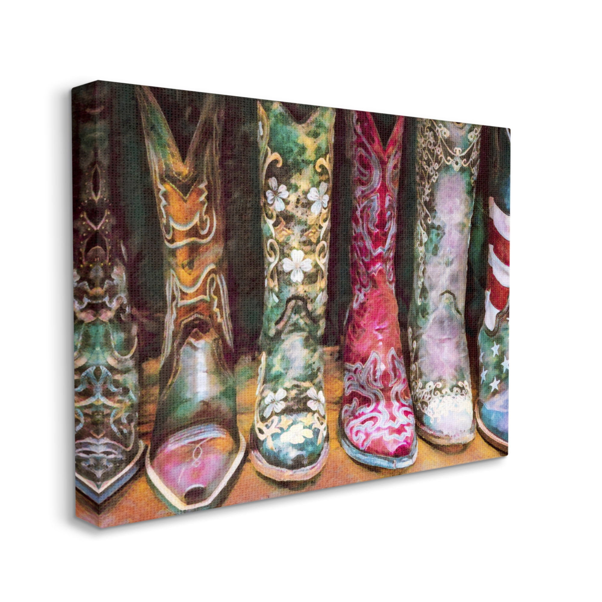 Stupell Industries Cowboy Boots Various Bold Designs Americana Apparel Painting Gallery Wrapped Canvas Print Wall Art, Design by Graffitee Studios