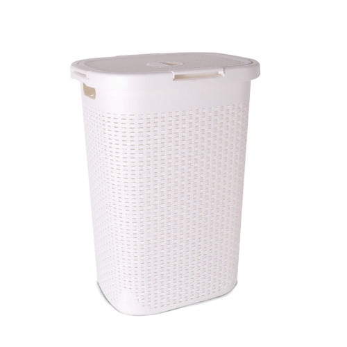 Laundry Basket, Laundry Hamper with Lid, Large 60liter Deluxe Wicker Style Slim and Tall Hamper