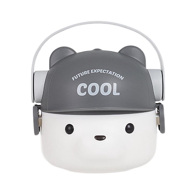 EZLIFE Fiambrera de plástico de doble capa con forma de oso y auriculares para niños Y4R0