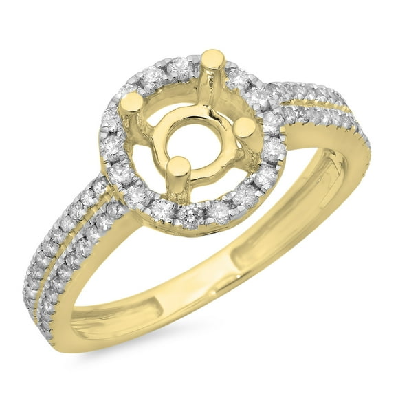 Dazzlingrock Collection 0.50 Carat (ctw) 14K Round Diamond Bridal Semi-Mount Engagement Ring 1/2 CT, Yellow Gold, Size 9.5