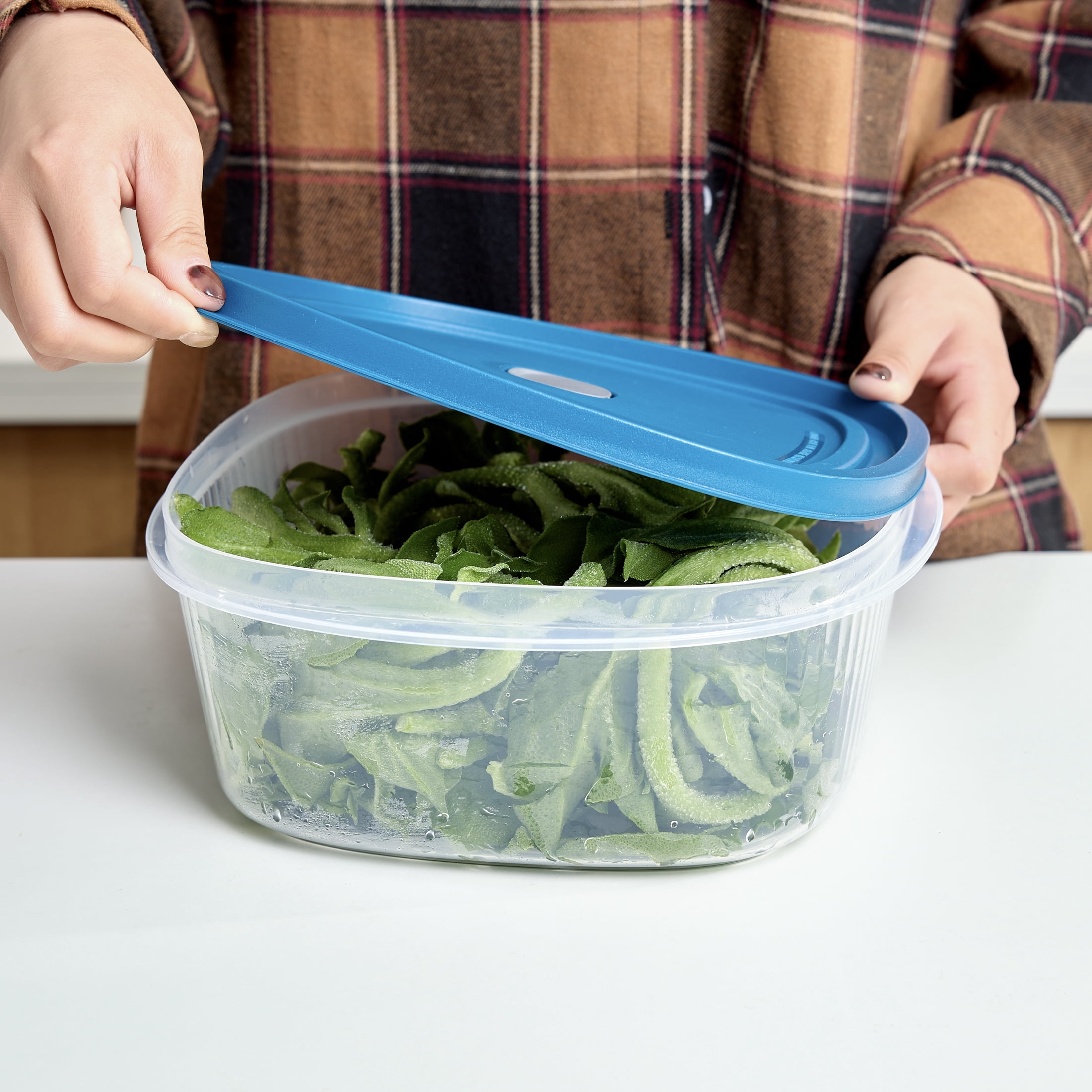 (2 pack) Mainstays Reusable Food Storage Container, Large Square, Plastic 2-Pack, 2 Containers with Lids, 14 Cups, Ideal for Snacks and Meal Prep