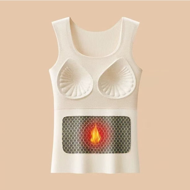 Ropa interior térmica para mujer, de invierno, de color sólido, cálida, sin costuras, resistente al frío, sin mangas, de poliéster.