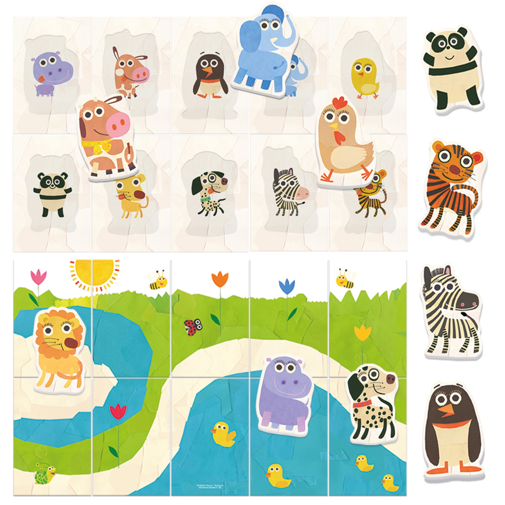 Headu: Flashcards - Baby Logic - Animal Matching Game, Flip Card Scene Assembly Play Puzzle, Shape & Image Relationship, Montessori Toy, Toddlers 1-3