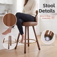 thumbnail image 5 of HomeZeer 26" Swivel Bar Stools Set of 4, Dark Brown PU Leather with Back & Footrest, Solid Wood Legs Anti-Slip Base, Counter Height Stools for Kitchen Island, 5 of 10