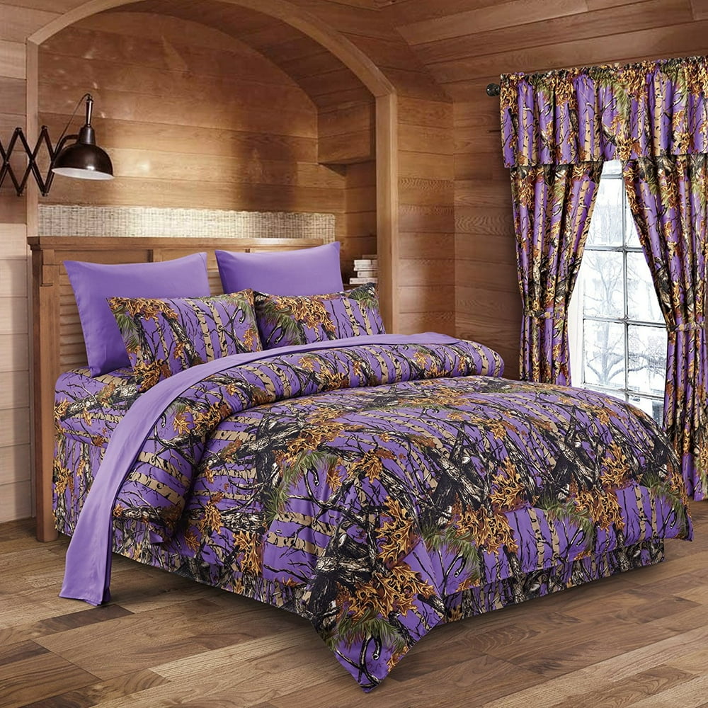 Regal Comfort 8pc Full Size Woods Purple Camouflage Premium Comforter