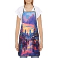 thumbnail image 2 of Wukai Taxi Colorful Town Print Aprons Adjustable Bib Aprons Cooking Kitchen Chef Apron for Women and Men, 2 of 7