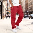 thumbnail image 2 of TQWQT Boys Cargo Pants Kids Loose Fit Sweatpants Elastic Waist Wide Leg Trousers Multi Pocket Casual Long Pants Children Streetwear Joggers Comfortable Playwear Outdoor Activewear Red Size 4-12, 2 of 9